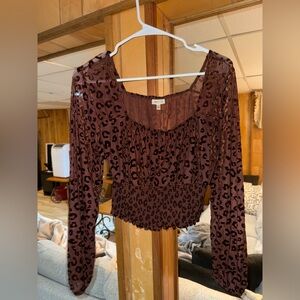 Brown Leopard Print Blouse